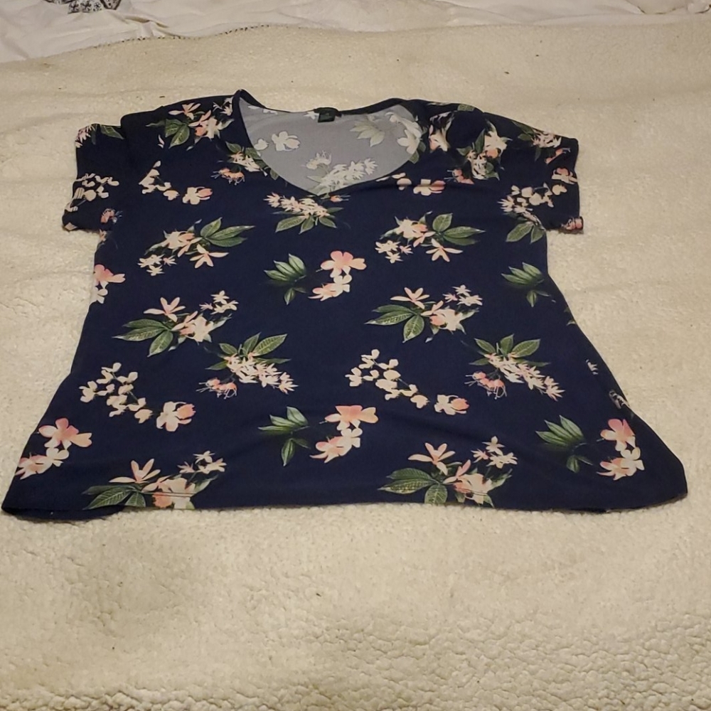 Navy floral print shirt